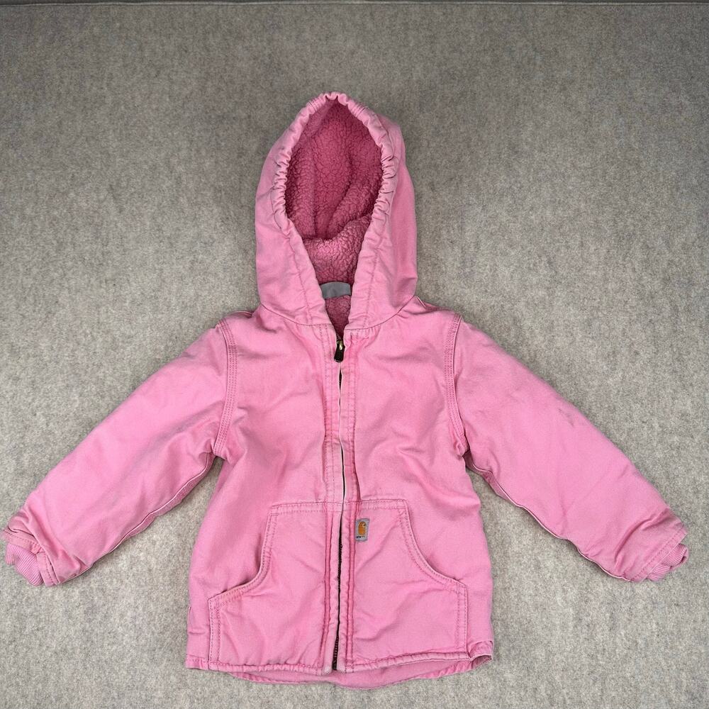 Carhartt Pink 3T Zip Up Coat Jacket Fleece Lined